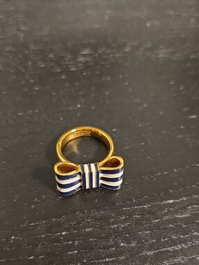 Coach Womens Bow Ring with Navy and White Stripes